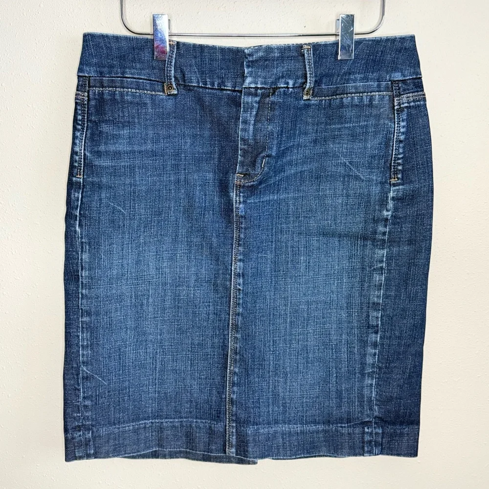 Gap Stretch Denim Pencil Skirt Medium Wash Knee Length Classic Size 4 - Picture 2 of 7